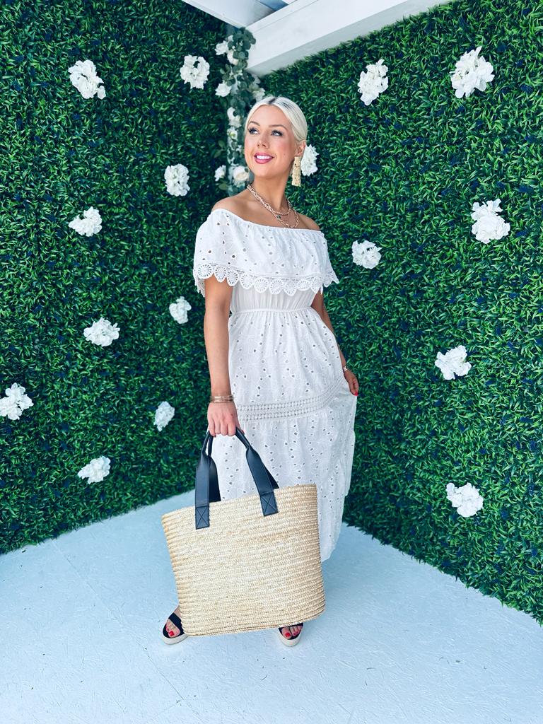 Rita Crochet Maxi Dress Ivory