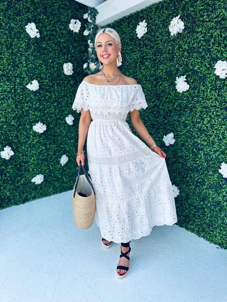 Rita Crochet Maxi Dress Ivory