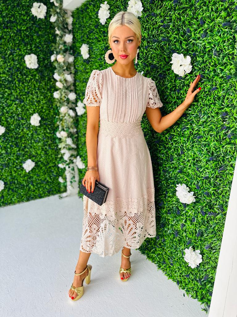 Zoe Crochet Maxi Dress Beige
