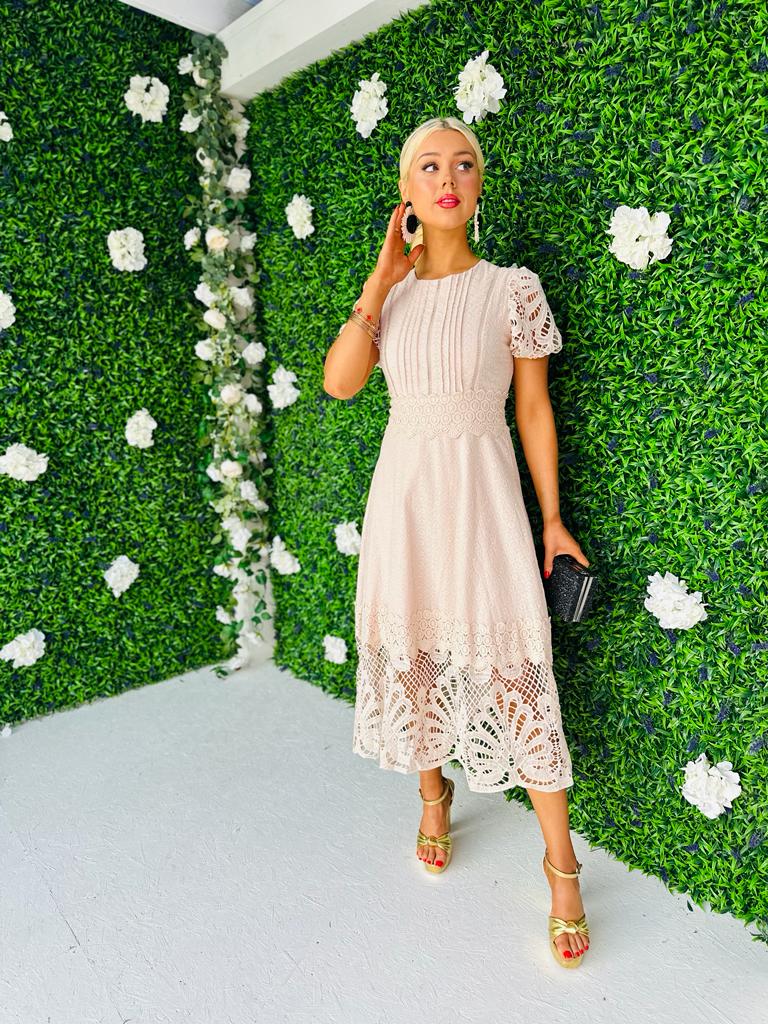 Zoe Crochet Maxi Dress Beige
