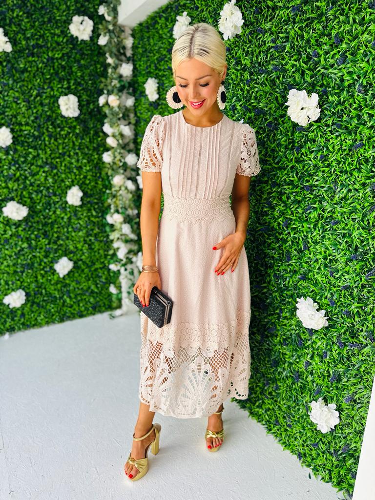 Zoe Crochet Maxi Dress Beige