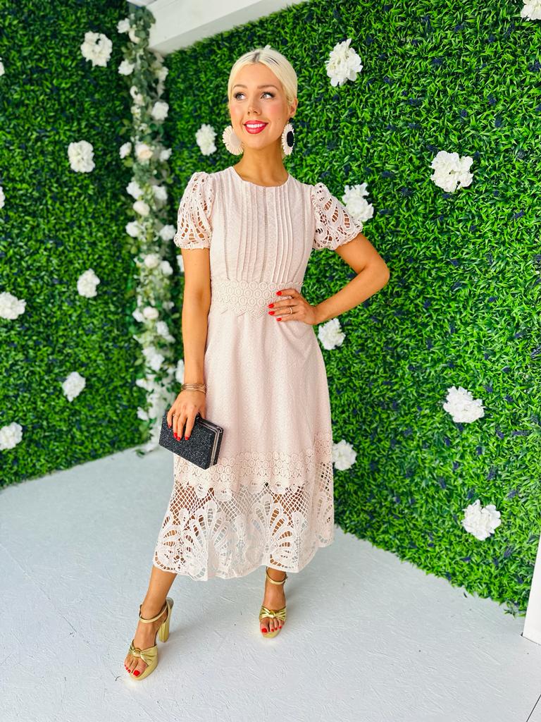 Zoe Crochet Maxi Dress Beige