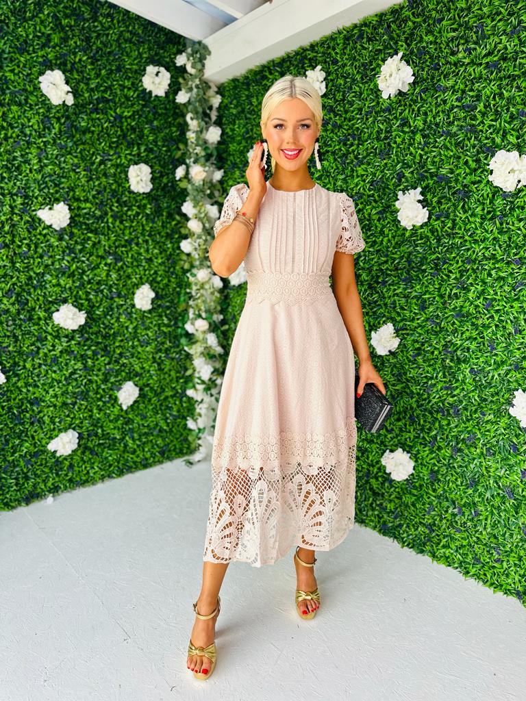 Zoe Crochet Maxi Dress Beige