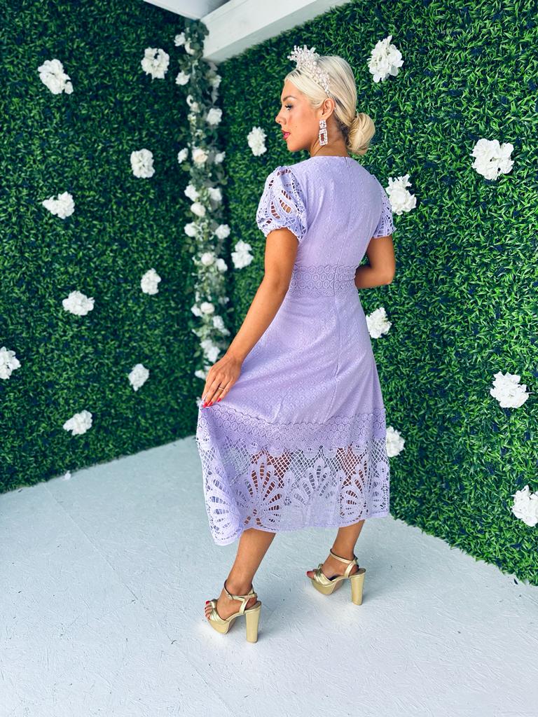 Zoe Crochet Maxi Dress Lilac