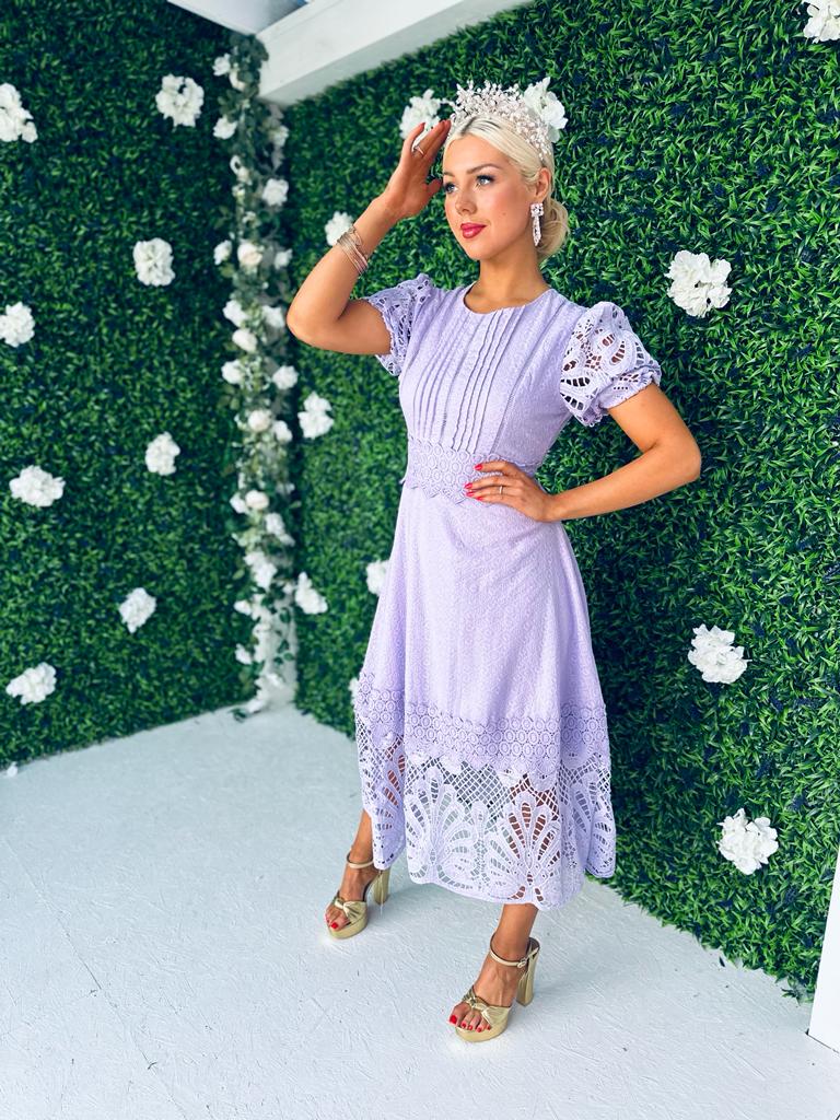Zoe Crochet Maxi Dress Lilac