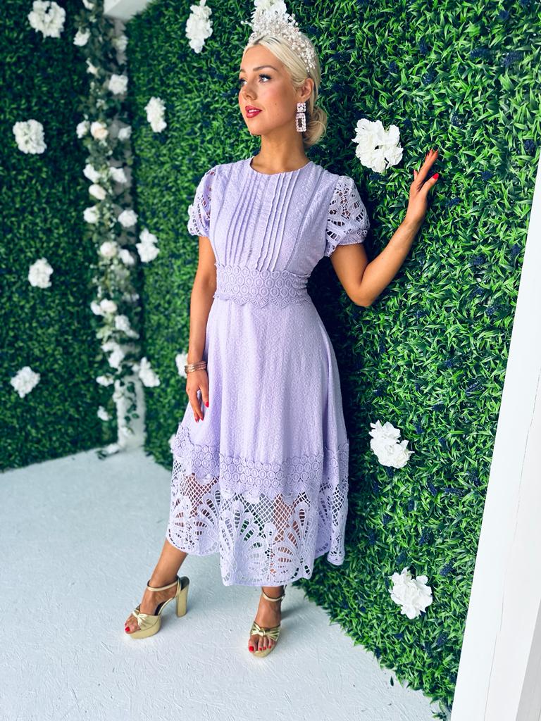 Zoe Crochet Maxi Dress Lilac