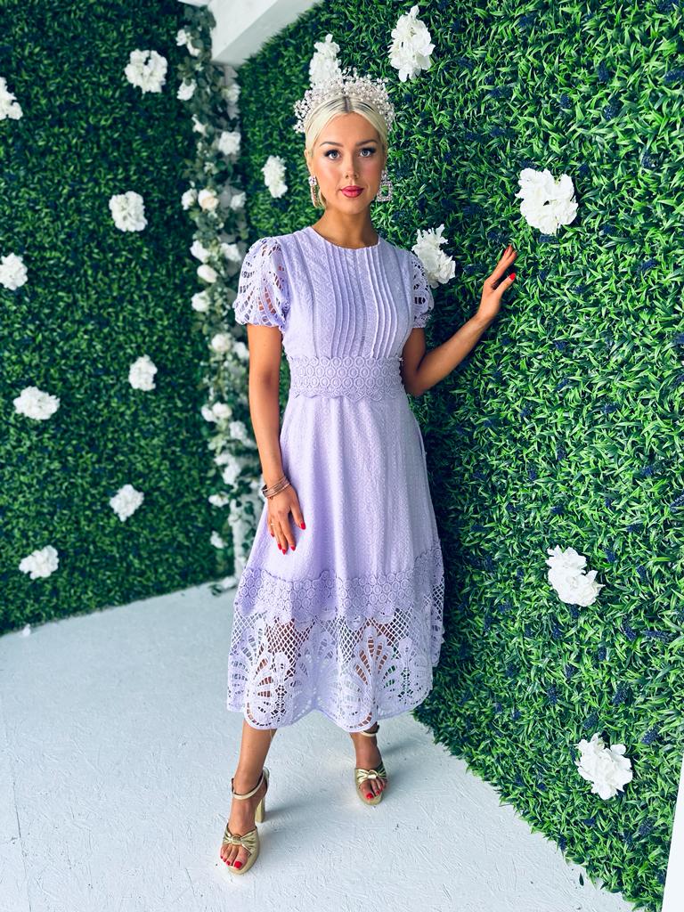 Zoe Crochet Maxi Dress Lilac