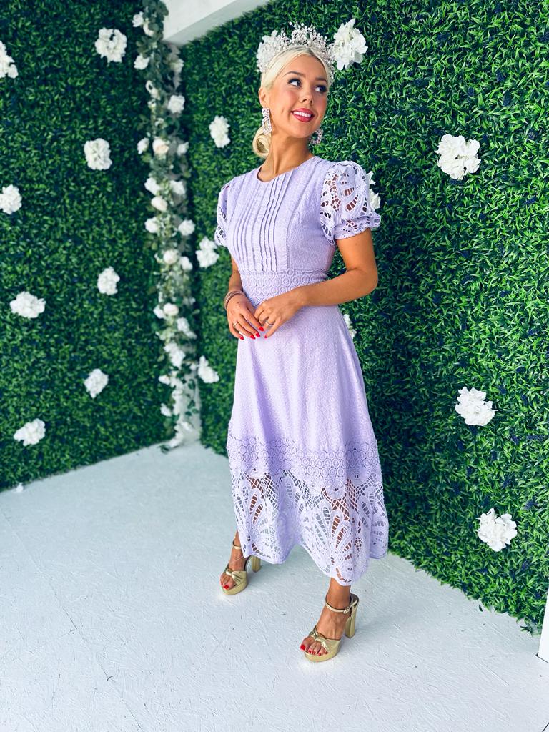 Zoe Crochet Maxi Dress Lilac