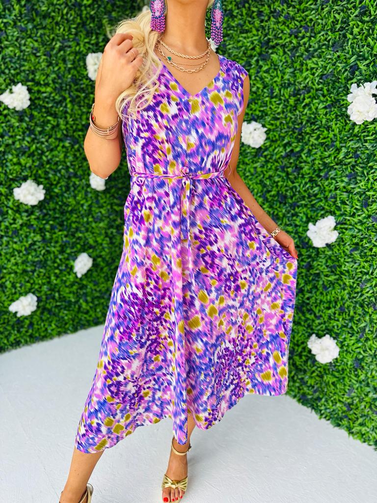 Zabi Midi Dress Splash Purple