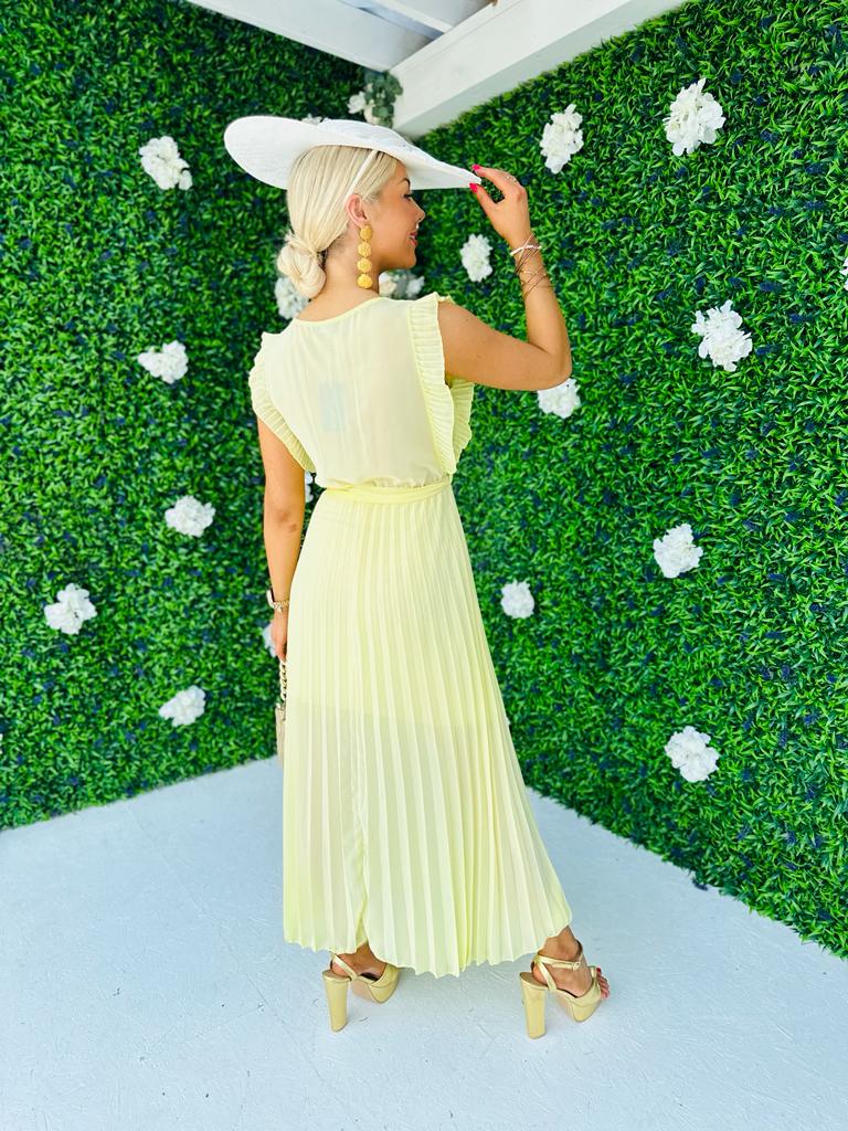 Polly Pleated Maxi Dress Daffodil