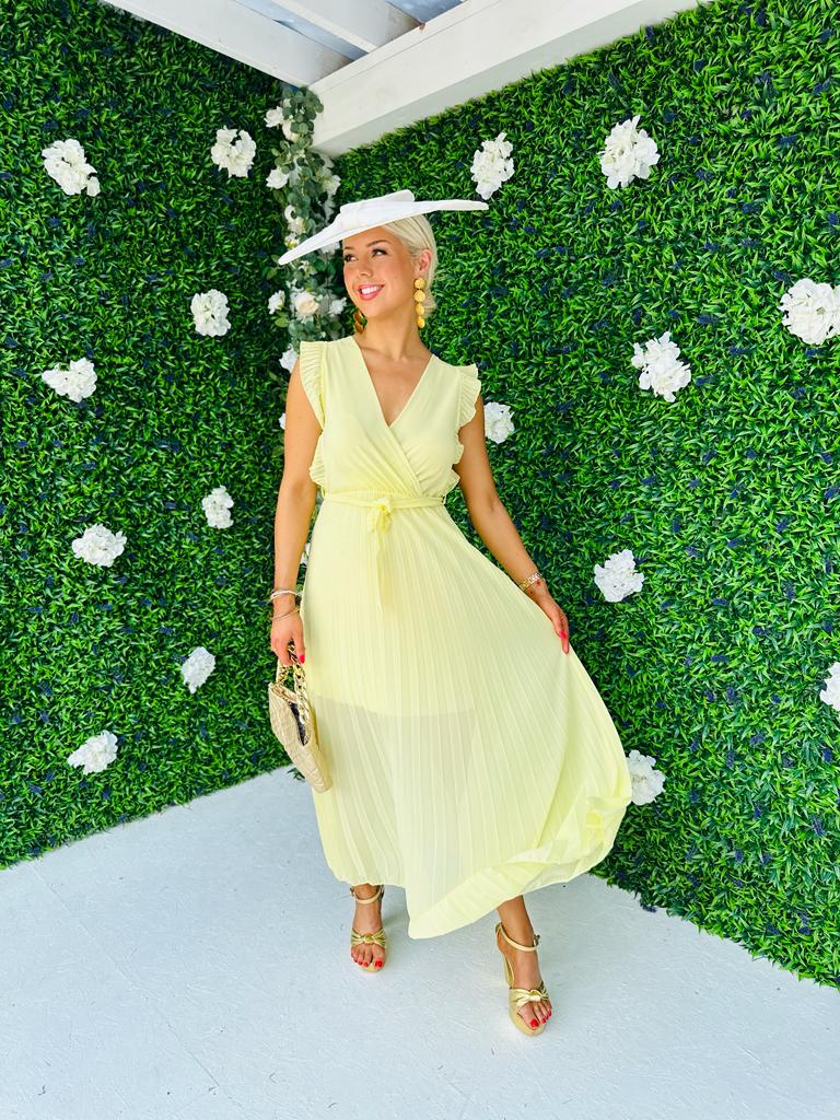 Polly Pleated Maxi Dress Daffodil