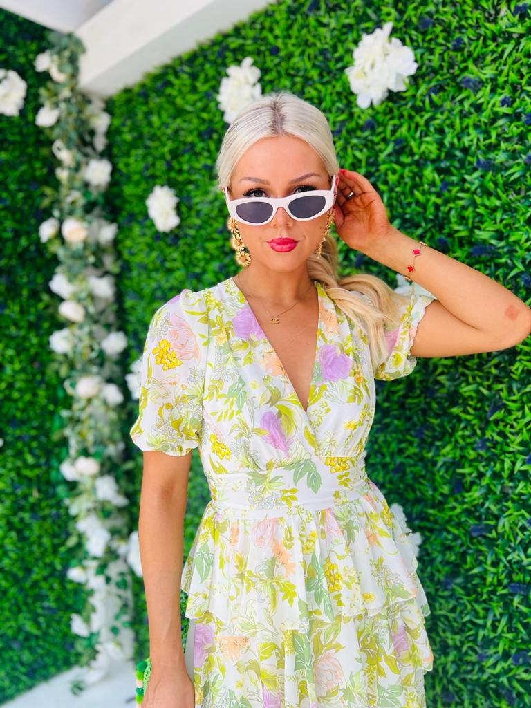 Rylan Mini Dress Floral Off White