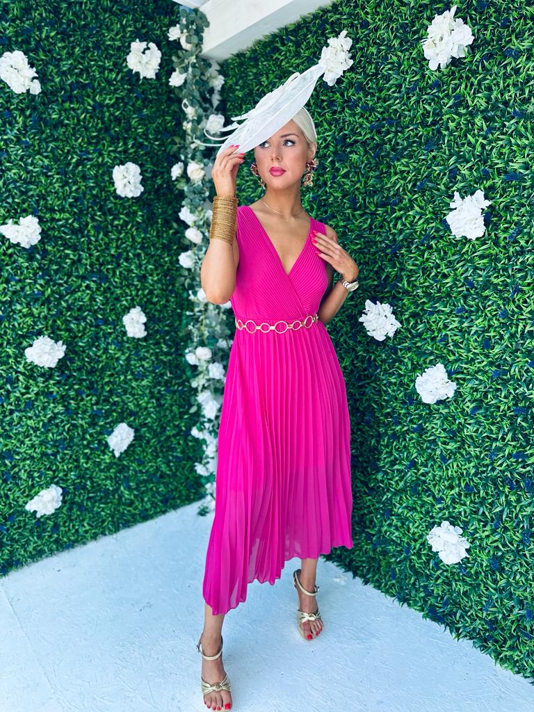 Rocco Pleated Dress Fuchsia