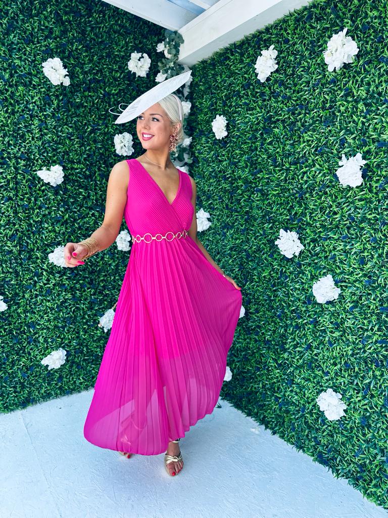 Rocco Pleated Dress Fuchsia