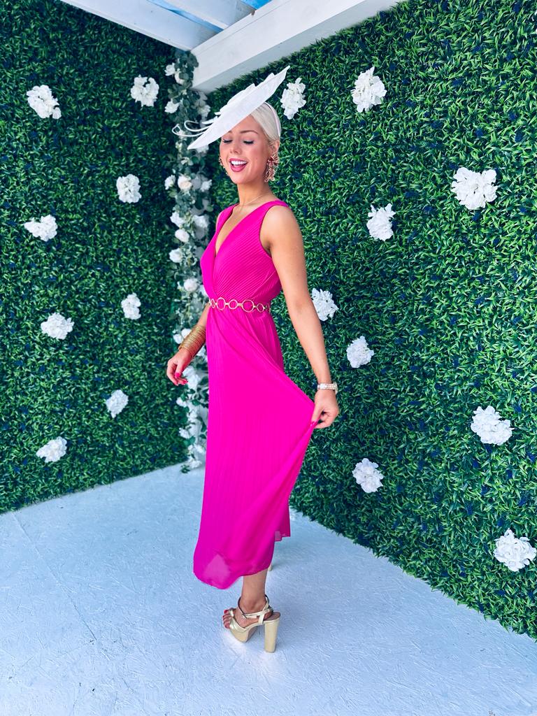 Rocco Pleated Dress Fuchsia