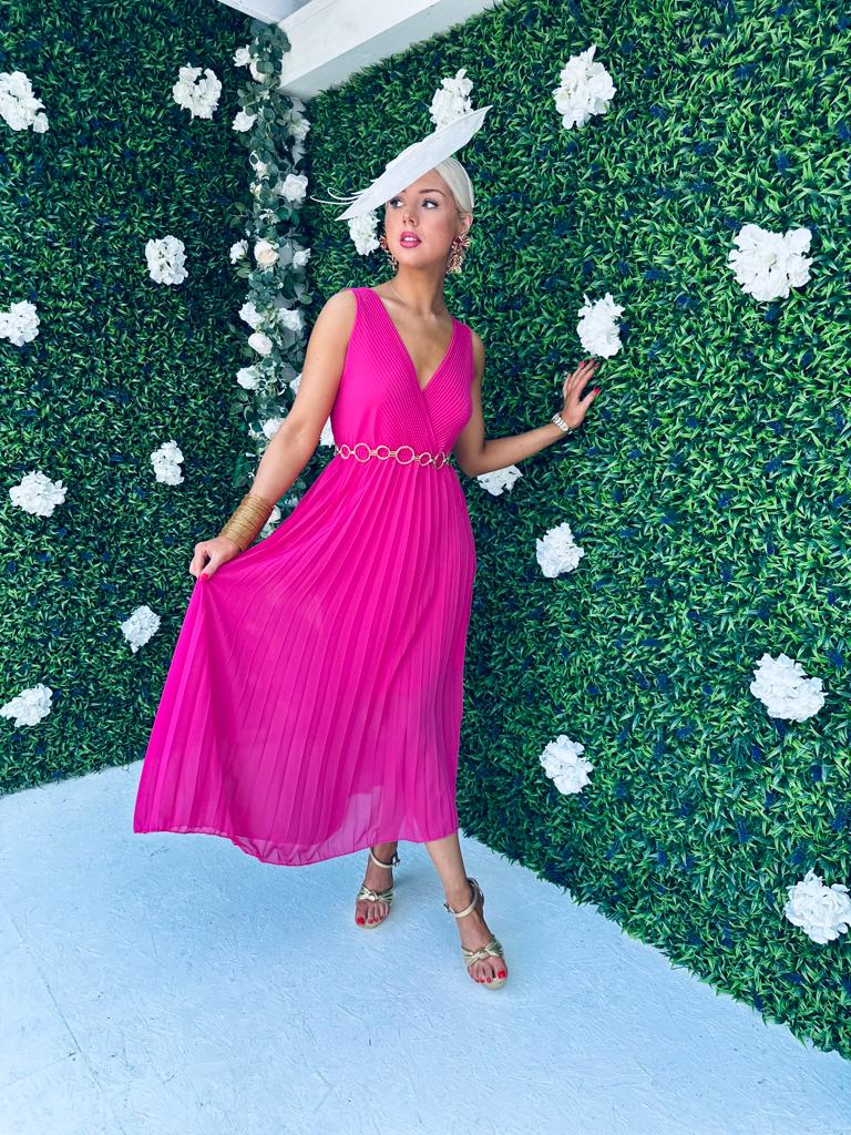 Rocco Pleated Dress Fuchsia