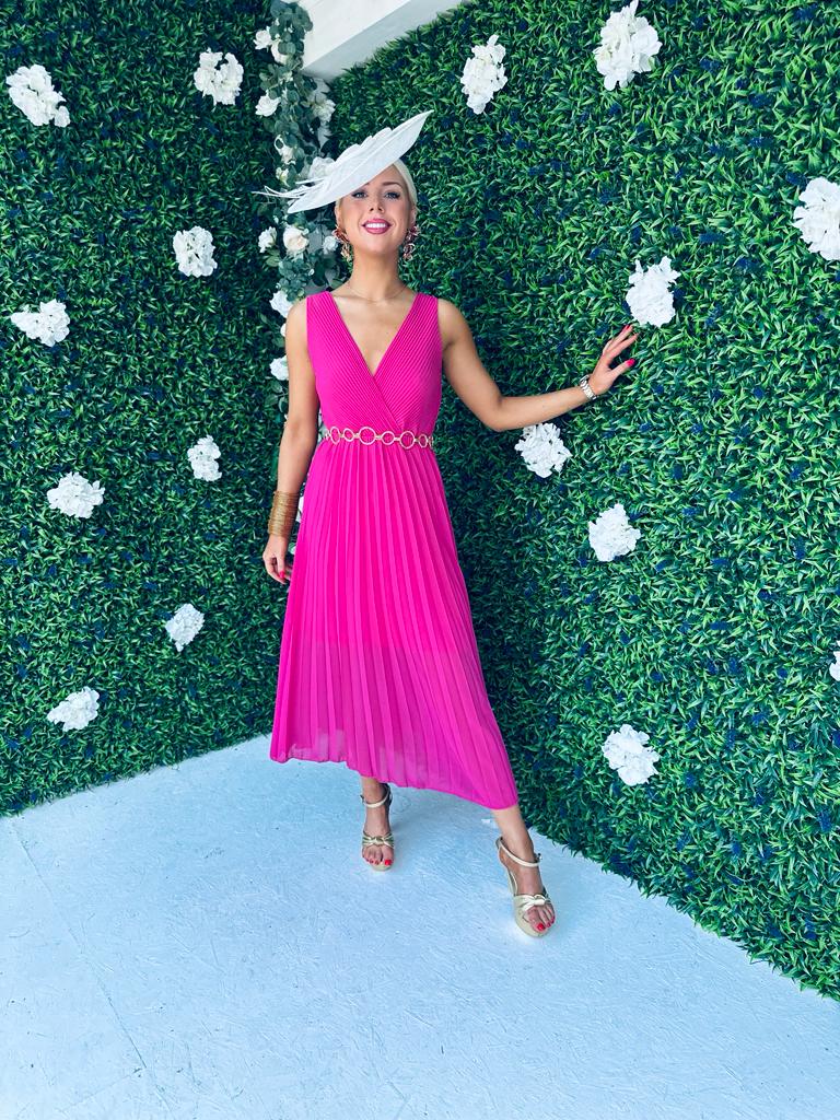 Rocco Pleated Dress Fuchsia