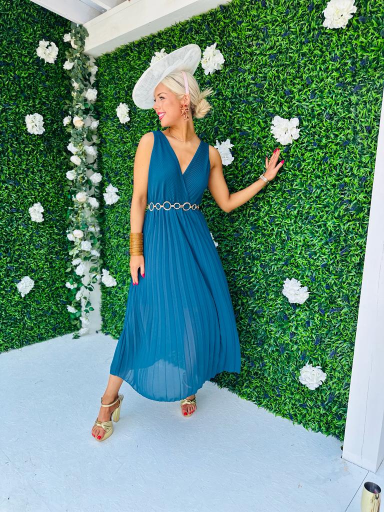 Rocco Pleated Dress Teal