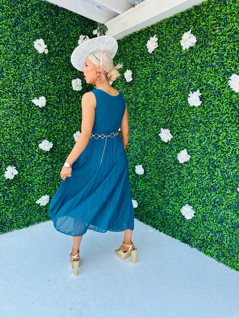 Rocco Pleated Dress Teal