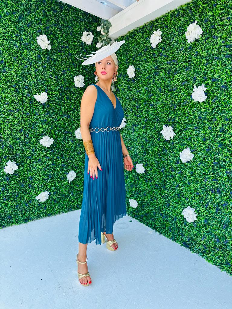 Rocco Pleated Dress Teal