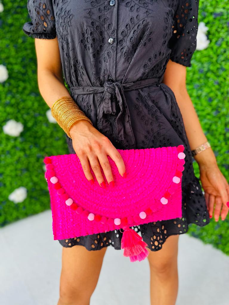 Mini Straw Bag Fuchsia
