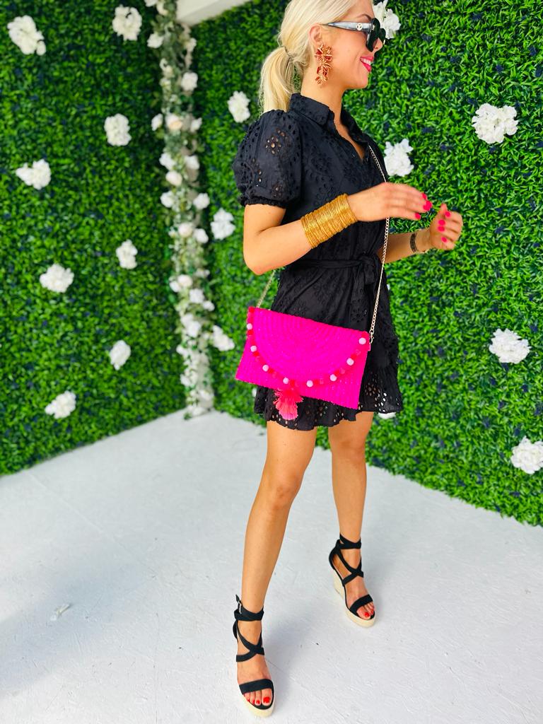 Mini Straw Bag Fuchsia