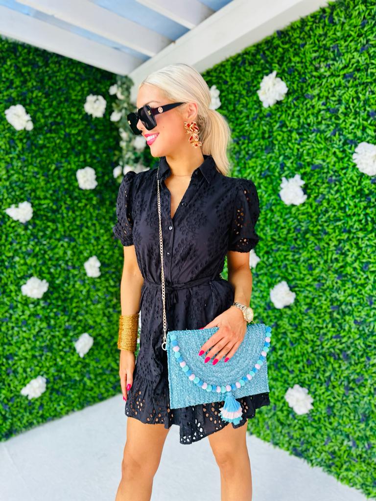Mini Straw Bag Blue