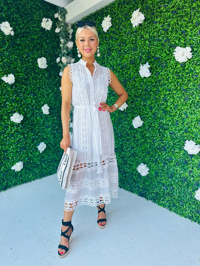 Yuri Crochet Maxi Dress White