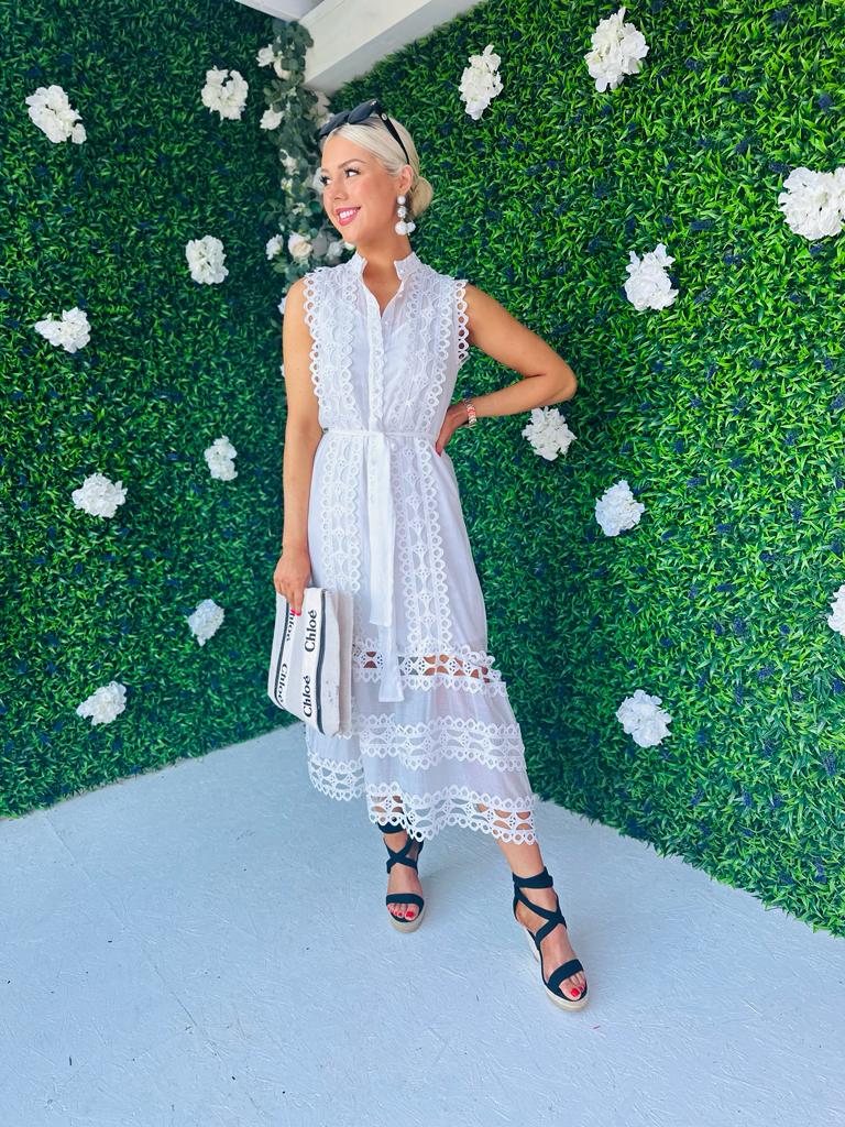 Yuri Crochet Maxi Dress White