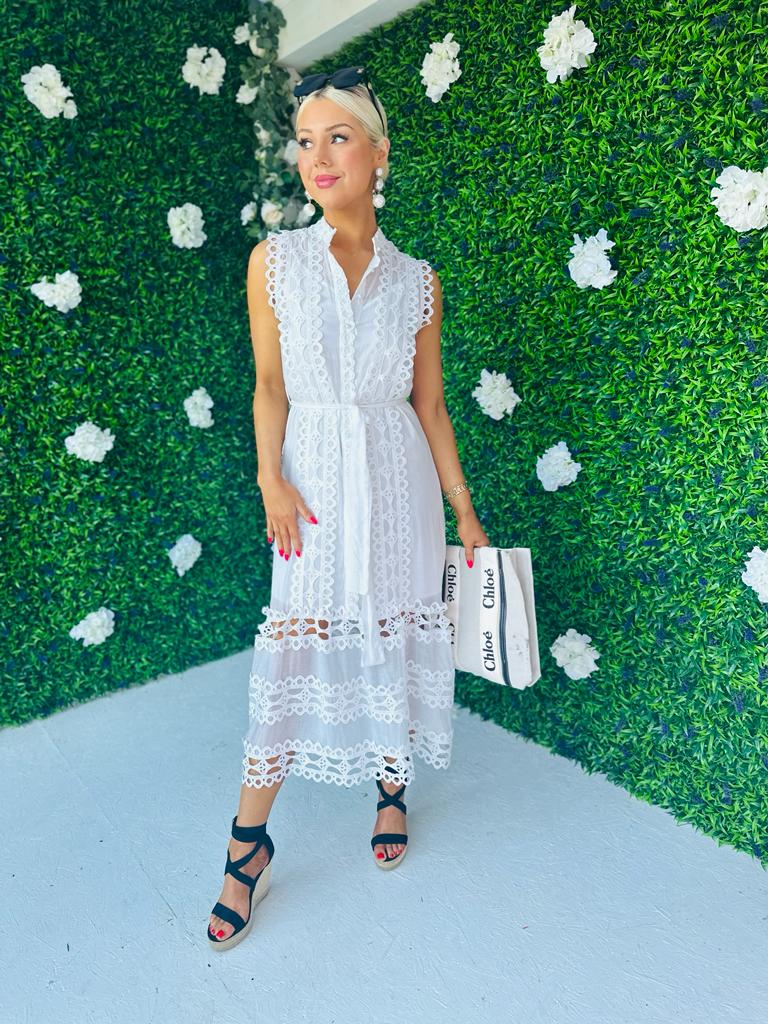 Yuri Crochet Maxi Dress White