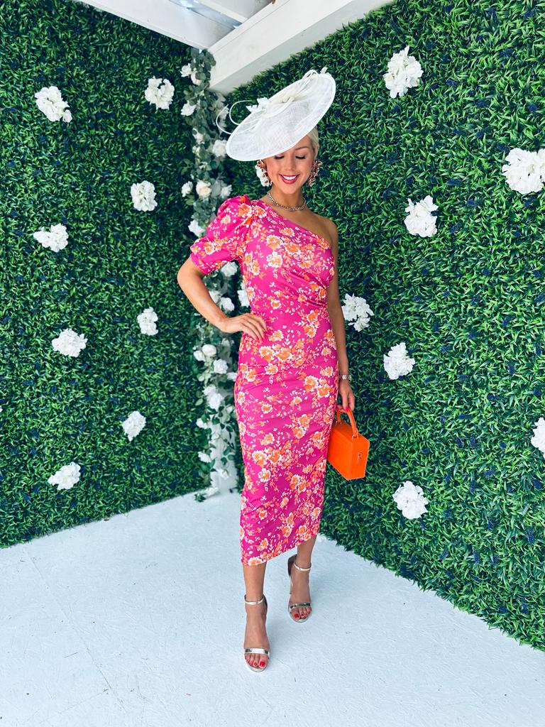 Elle Midi Dress Floral Magenta