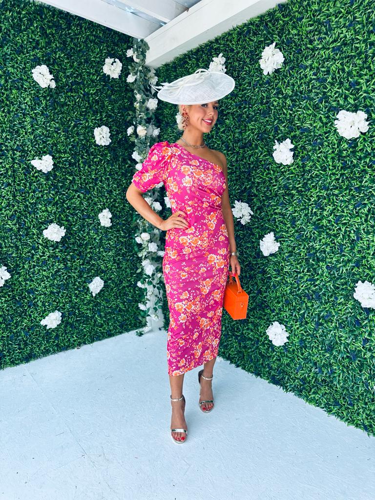 Elle Midi Dress Floral Magenta