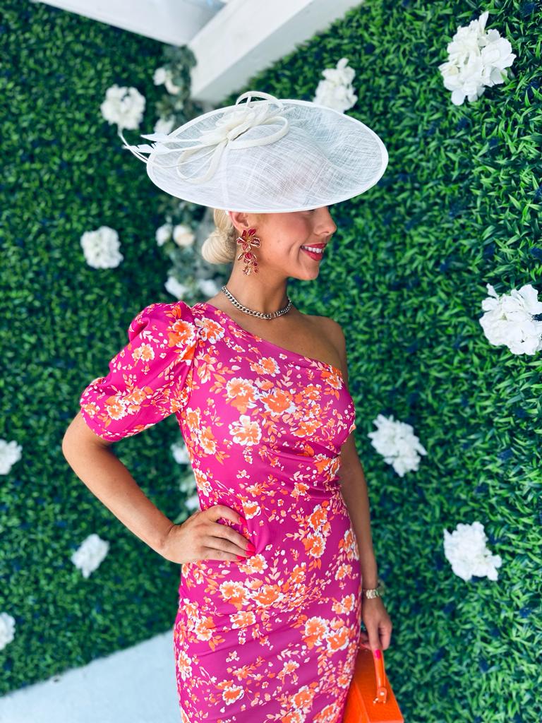 Elle Midi Dress Floral Magenta