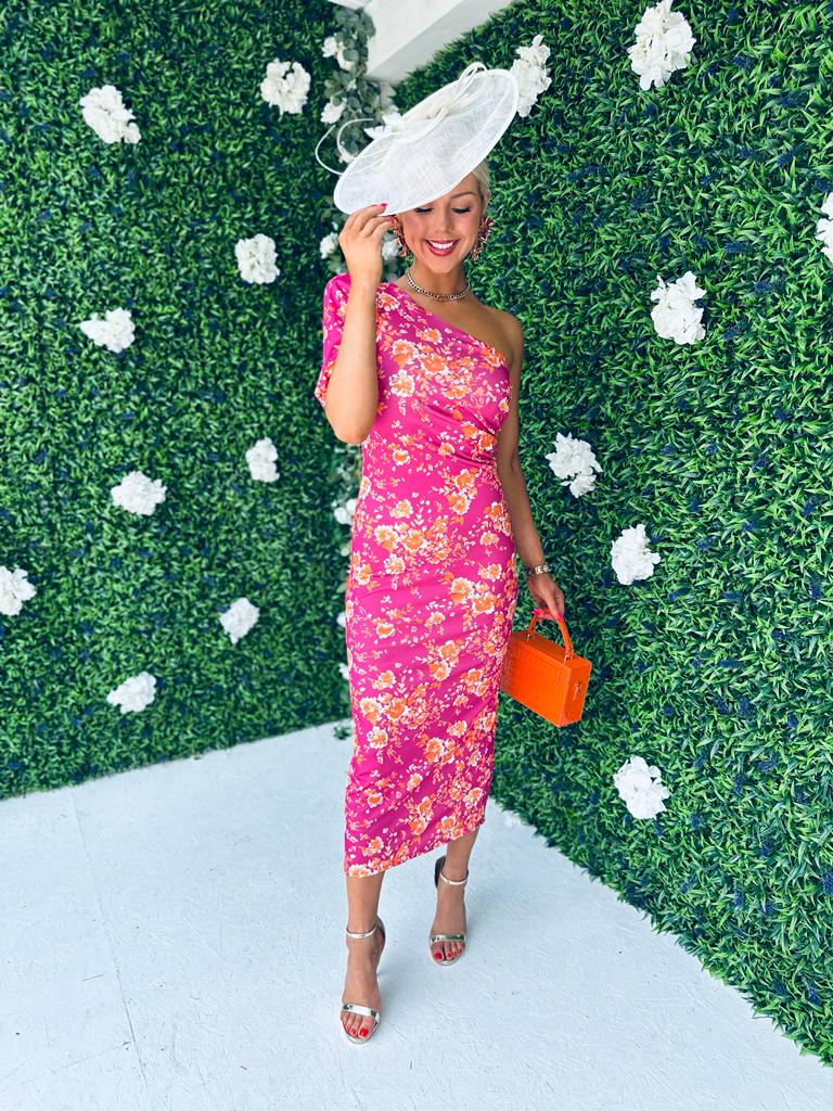 Elle Midi Dress Floral Magenta