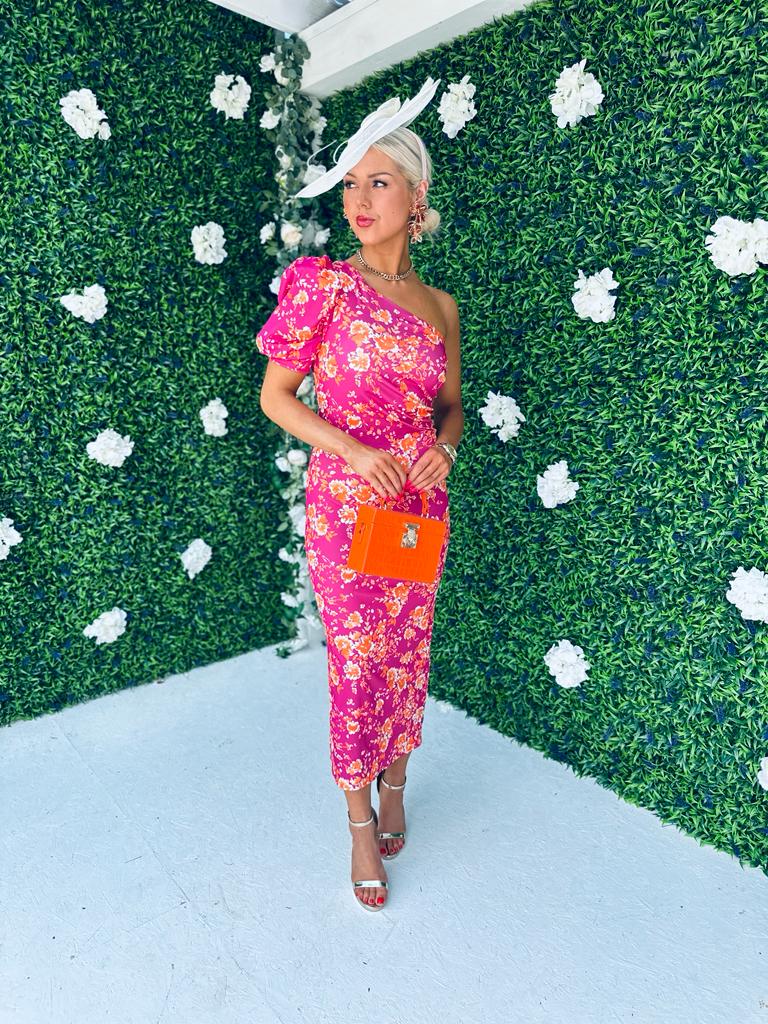 Elle Midi Dress Floral Magenta
