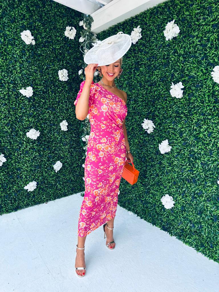 Elle Midi Dress Floral Magenta