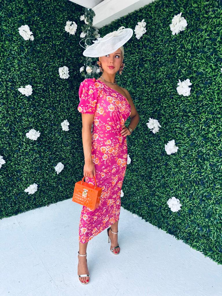 Elle Midi Dress Floral Magenta