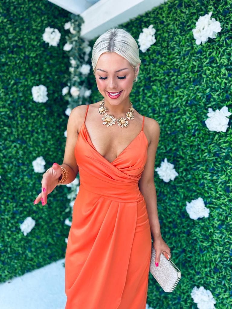 Ria Tie Detail Dress Orange