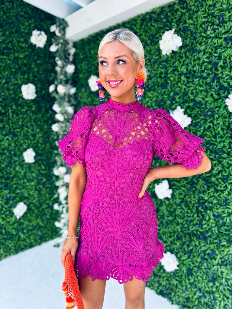 Mandy Crochet Mini Dress Orchid