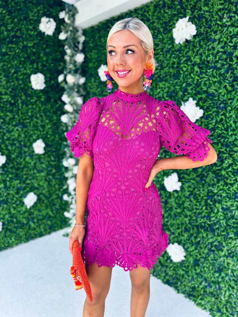 Mandy Crochet Mini Dress Orchid
