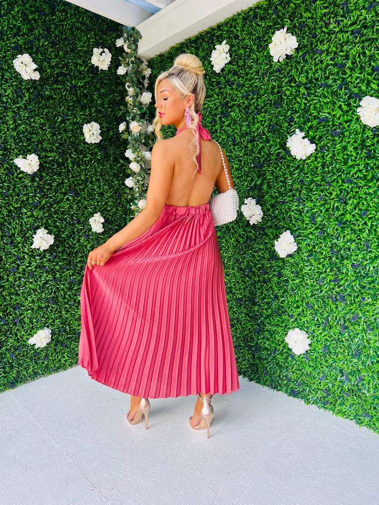 Holly Halter Neck Maxi Dress Rose