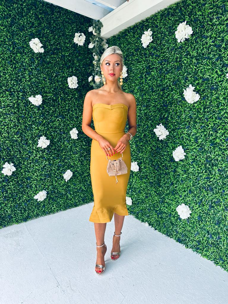 Ember Sweetheart Midi Dress Gold
