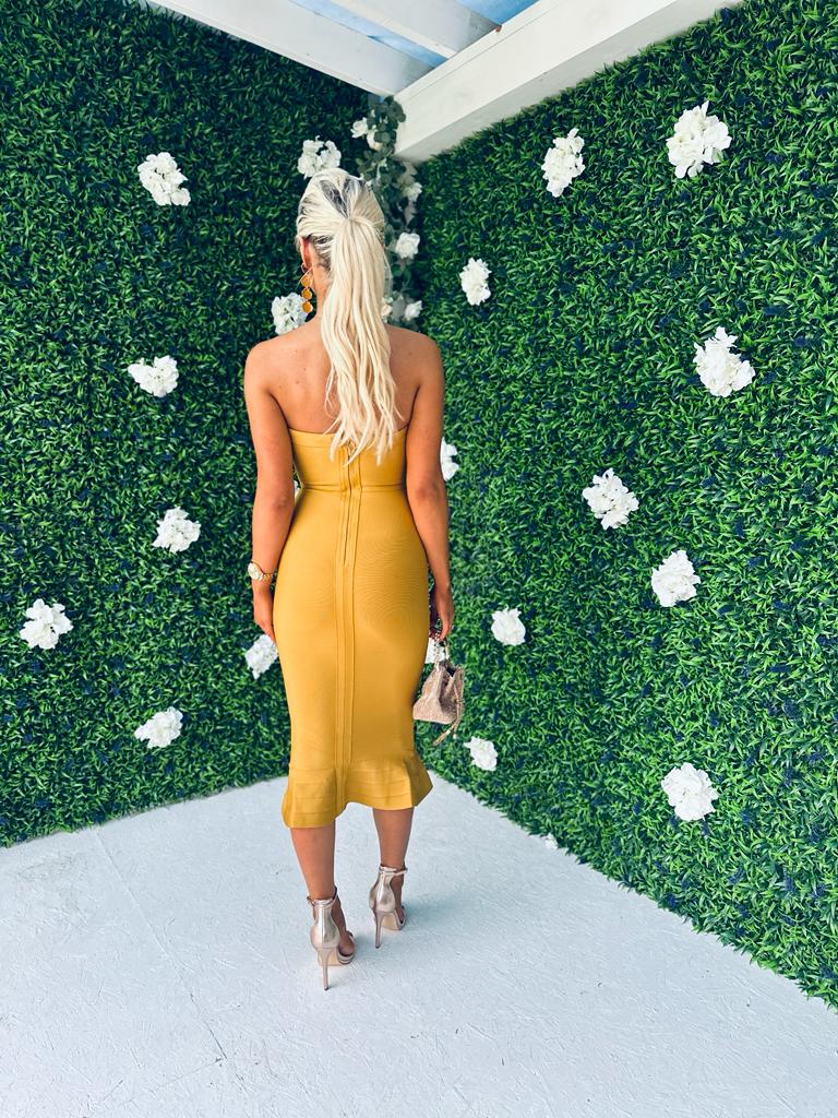 Ember Sweetheart Midi Dress Gold