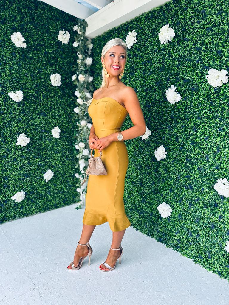 Ember Sweetheart Midi Dress Gold