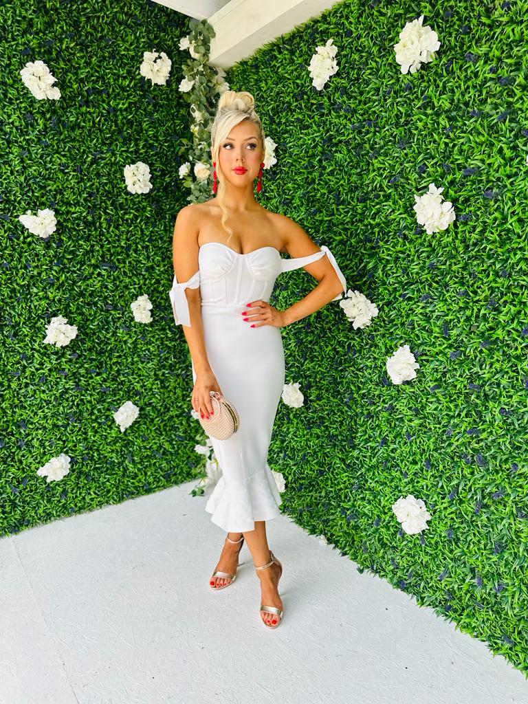 Macy Occasion Midi Dress White