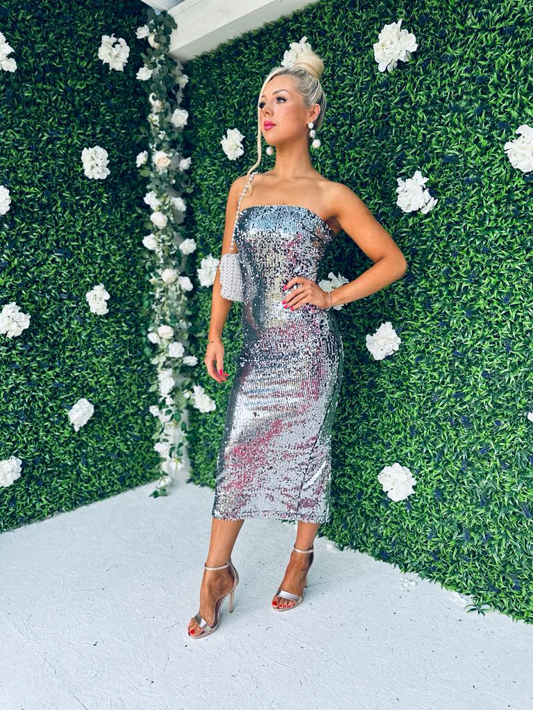 Lori Sequin Bodycon Dress Silver