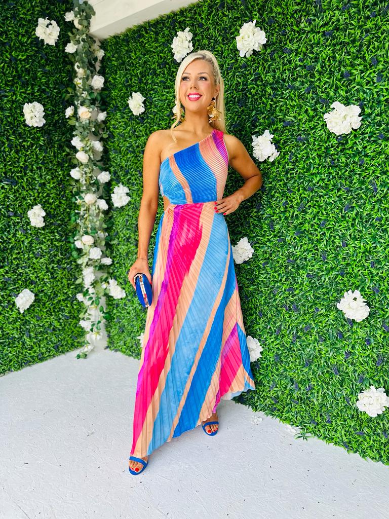 Kady Pleat Detail Dress Blue