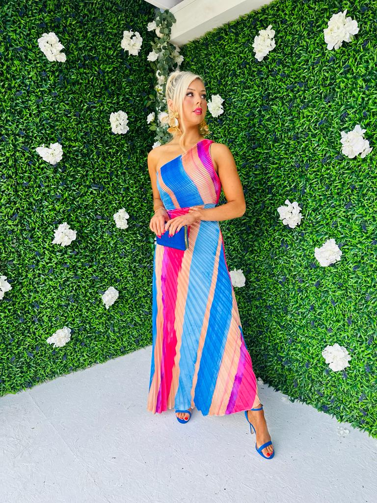 Kady Pleat Detail Dress Blue