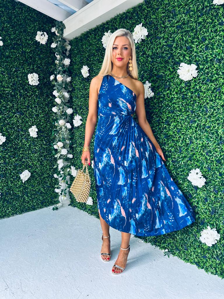 KiKi Pleat Detail Dress Navy