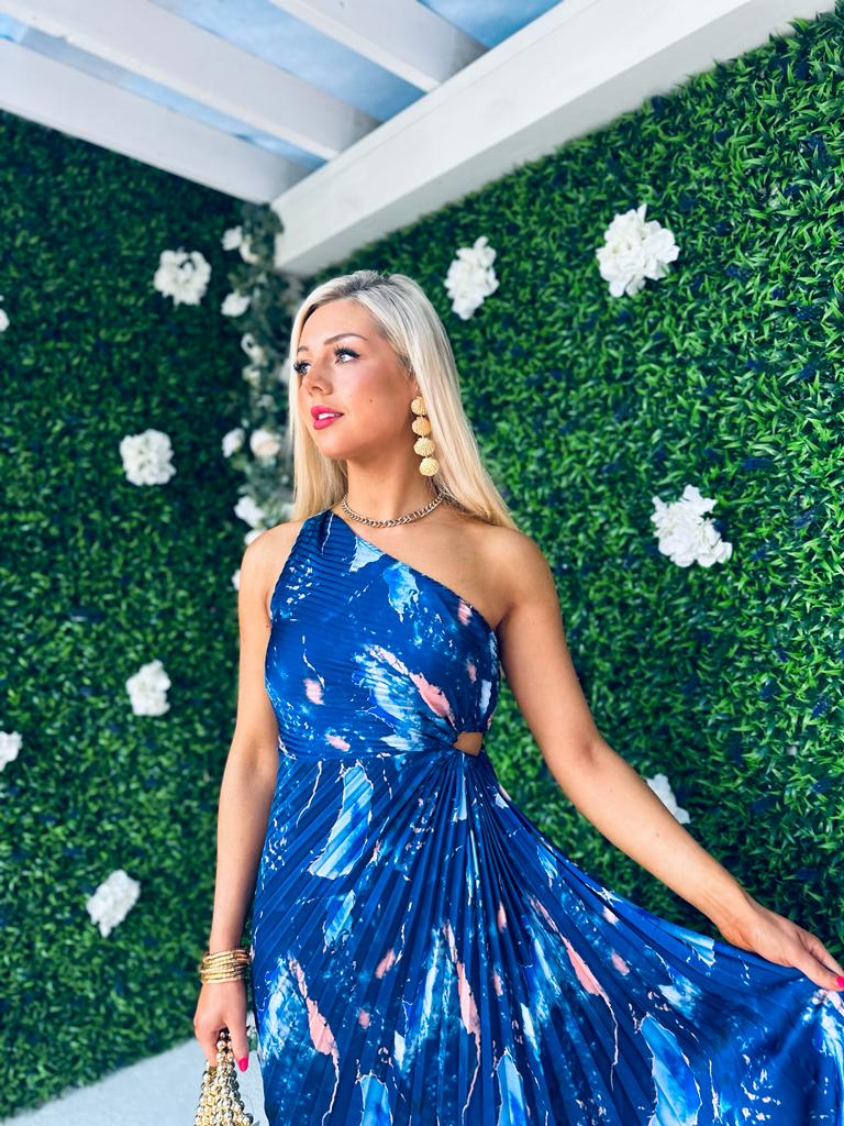KiKi Pleat Detail Dress Navy
